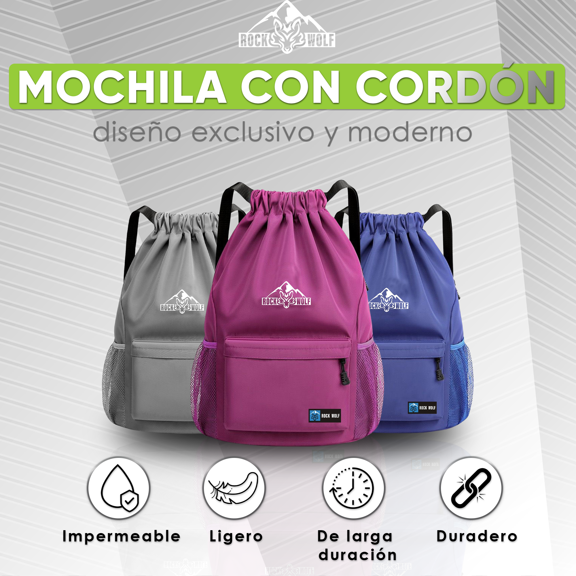 ROCK WOLF  | “Mochila Grande Unisex , Plegable, Ligera y Altamente Resistente”