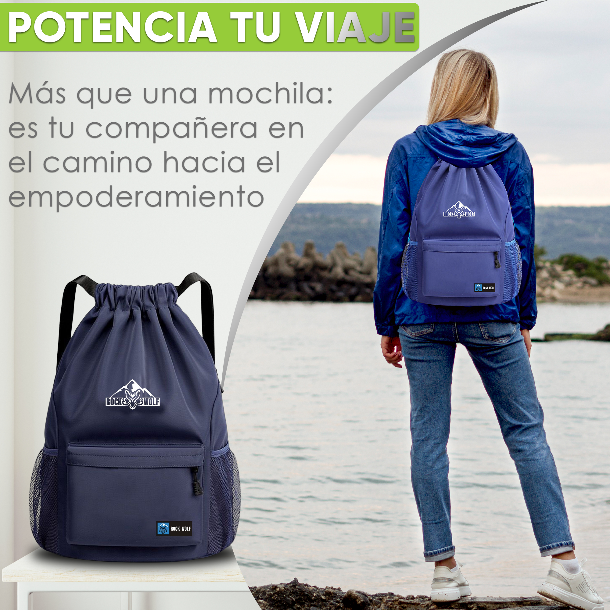 ROCK WOLF  | “Mochila Grande Unisex , Plegable, Ligera y Altamente Resistente”