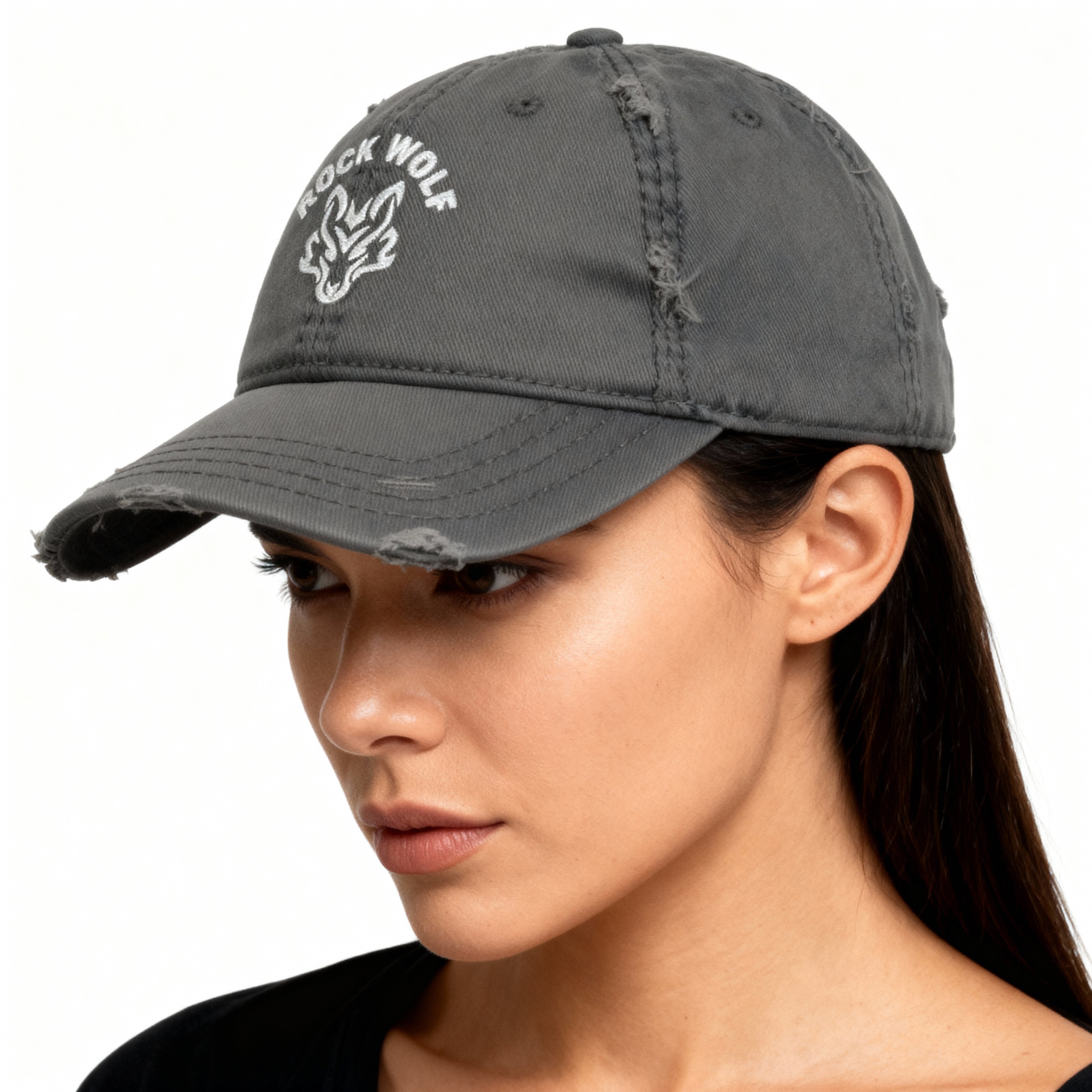 ROCK WOLF |  “Gorra Desgastada Ajustable | Estilo Vintage “