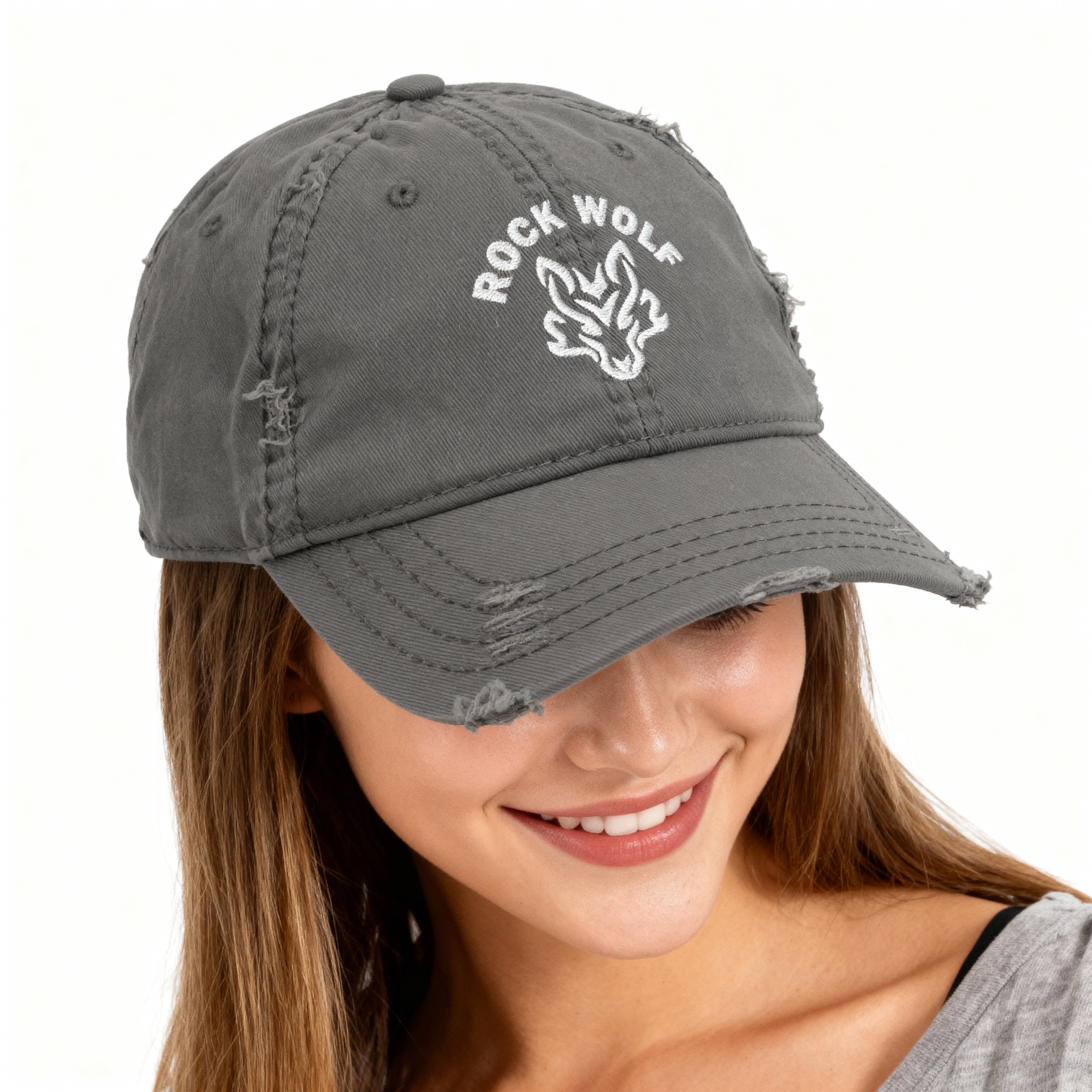 ROCK WOLF |  “Gorra Desgastada Ajustable | Estilo Vintage “
