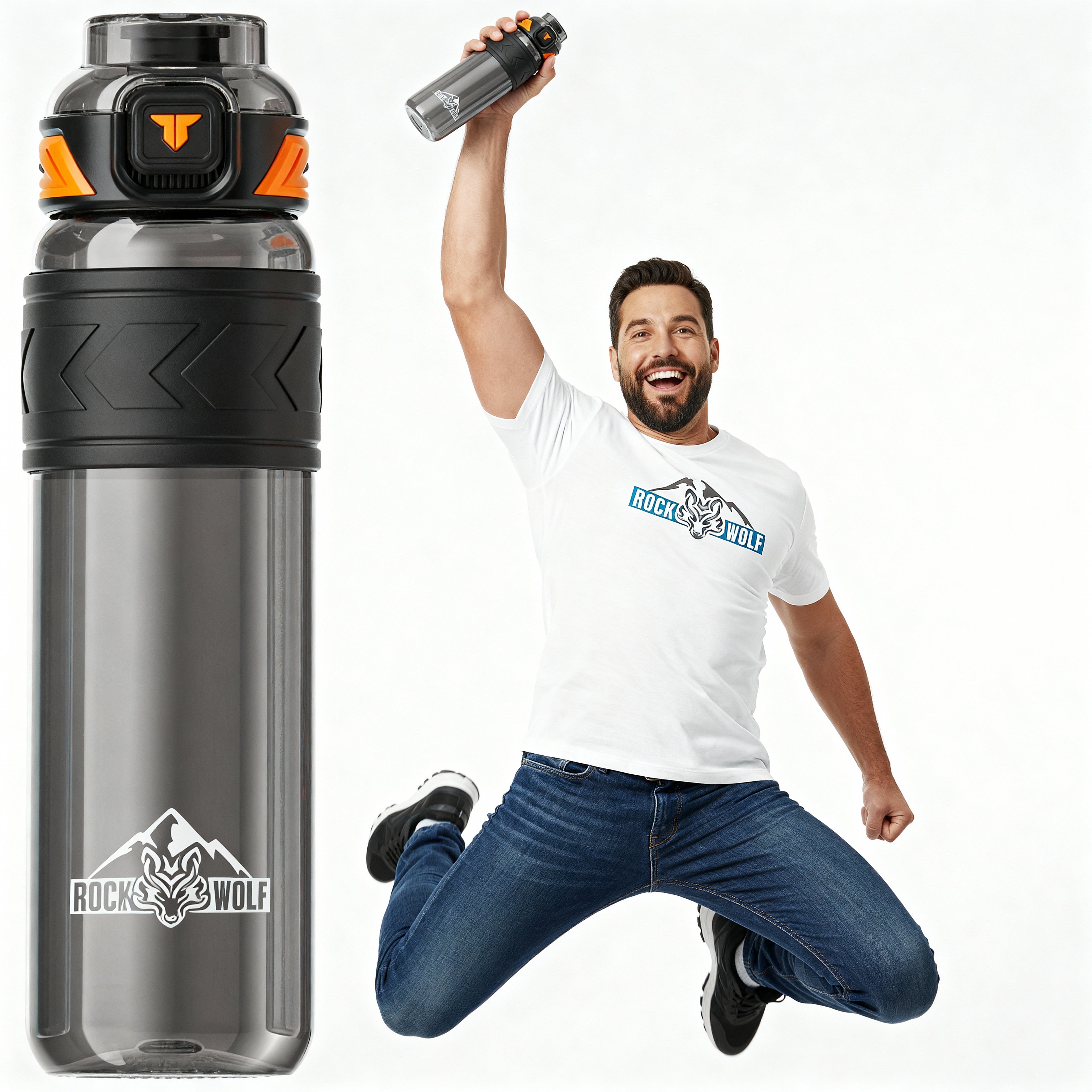 ROCK WOLF | “Botella Deportiva 1 Litro, Tritan Premium Sin BPA y A Prueba de Fugas”