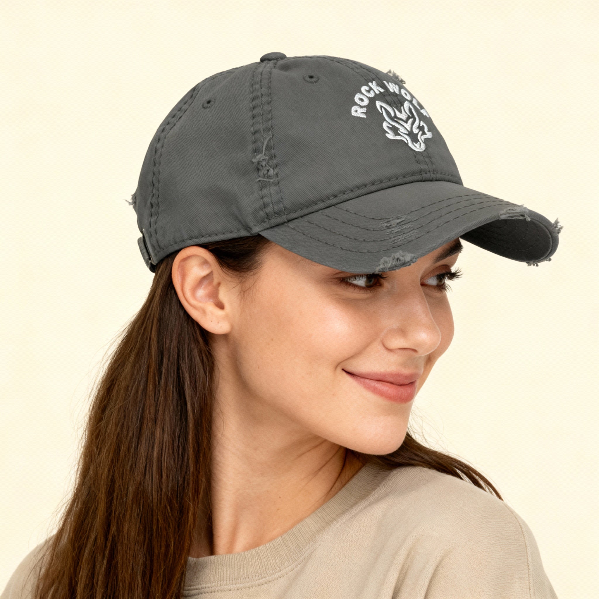 ROCK WOLF |  “Gorra Desgastada Ajustable | Estilo Vintage “
