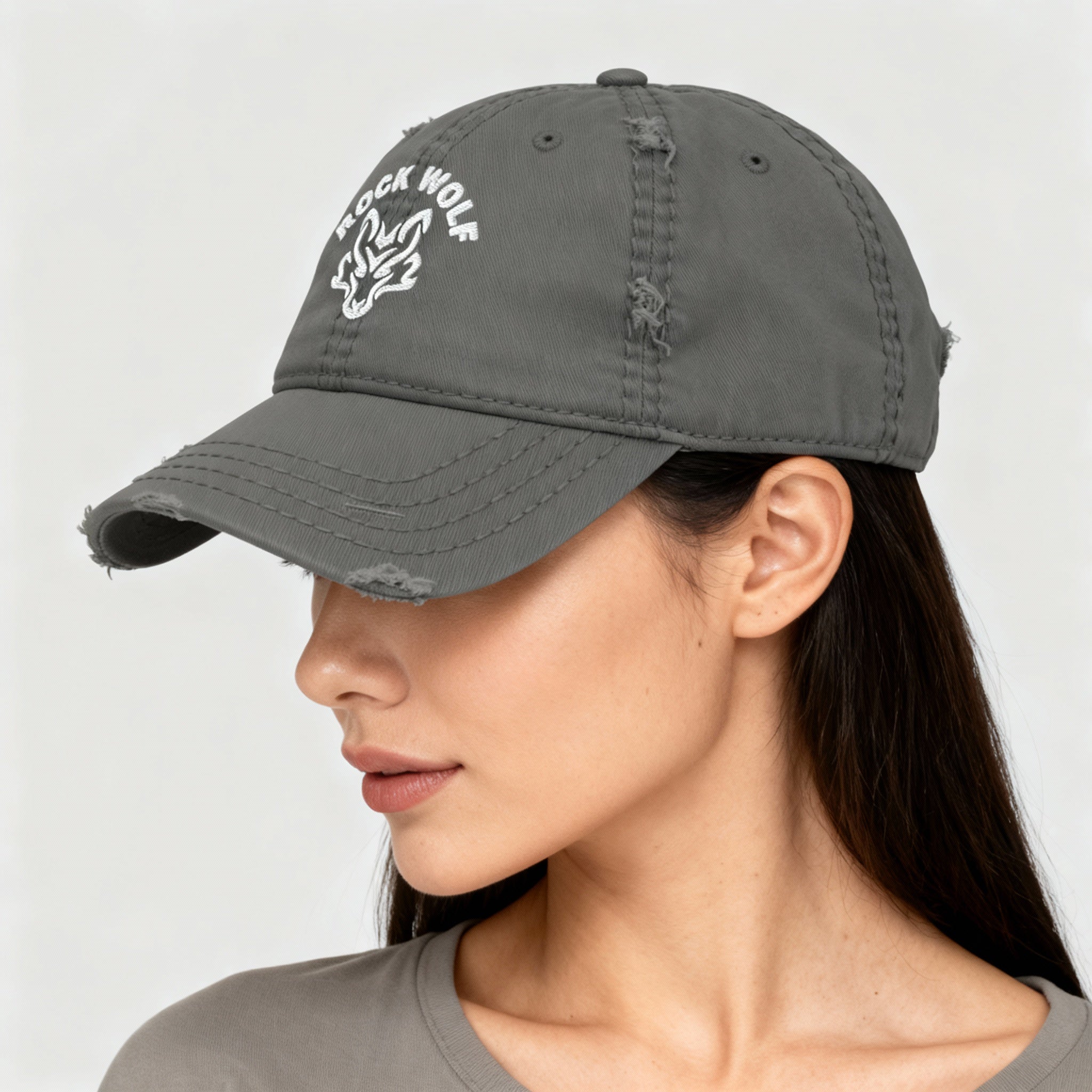 ROCK WOLF |  “Gorra Desgastada Ajustable | Estilo Vintage “